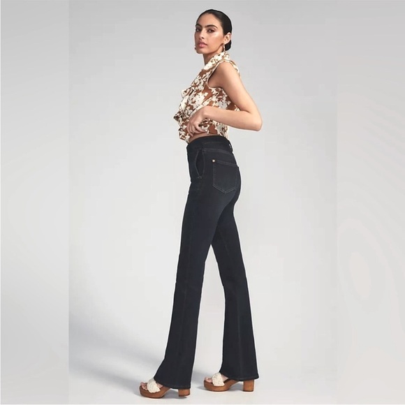 Anthropologie Pilcro The Icon Dark Wash High Rise Flare Jeans Patch Pocket 28 - Picture 10 of 15